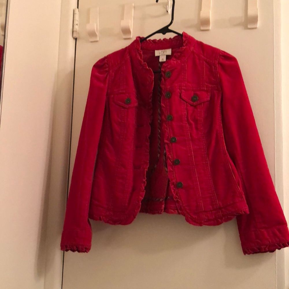 Ann Taylor Loft red corduroy jacket. Size 2 Petite